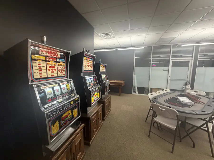 Token-only slot machines along the game room wall